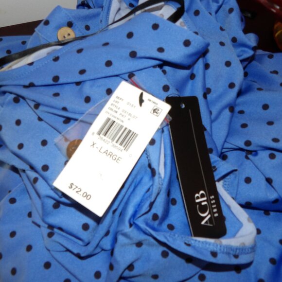 AGB Flutter Sleeve Polka Dot Blue Knit Romper Size XL nwt - Picture 6 of 6